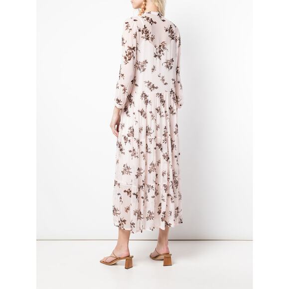 Baum Und Pferdgarten Aia Printed Shirt Dress Floral Puff Sleeve Tiered Maxi - Picture 15 of 16